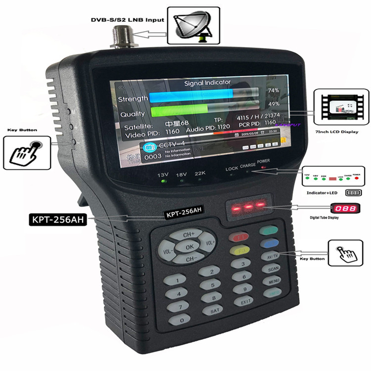 康普特KPT-256AH 全新款4.3寸手持高清寻星仪/监视器 4.3寸TFT LED便携式HD卫星寻星仪 /户户通测试仪