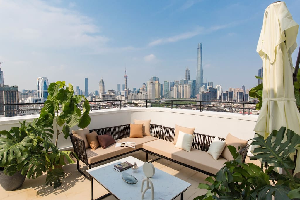 上海实景拍摄场地租赁外滩超大落地窗豪宅